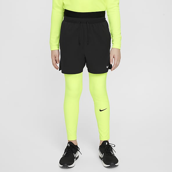 Boys Yellow Dri FIT Tights Leggings. Nike